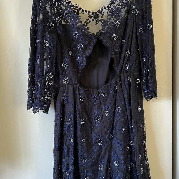 FREE PEOPLE RARE!!!!jeweled romper size 8 black and navy - Picture 6 of 13